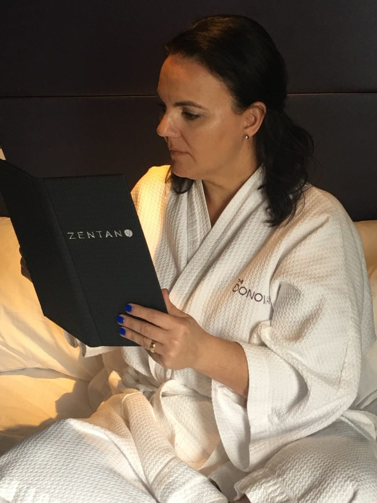Danay ordering room service from Zentan at Kimpton Donovan Hotel