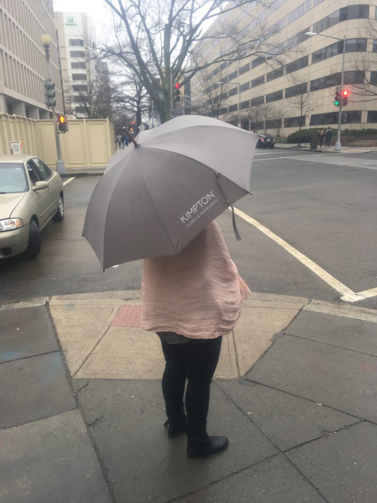 The Kimpton Donovan umbrella came in handy