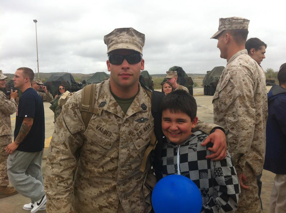 Phillip Jr. home from his deployment with little brother Aiden, May 2012.