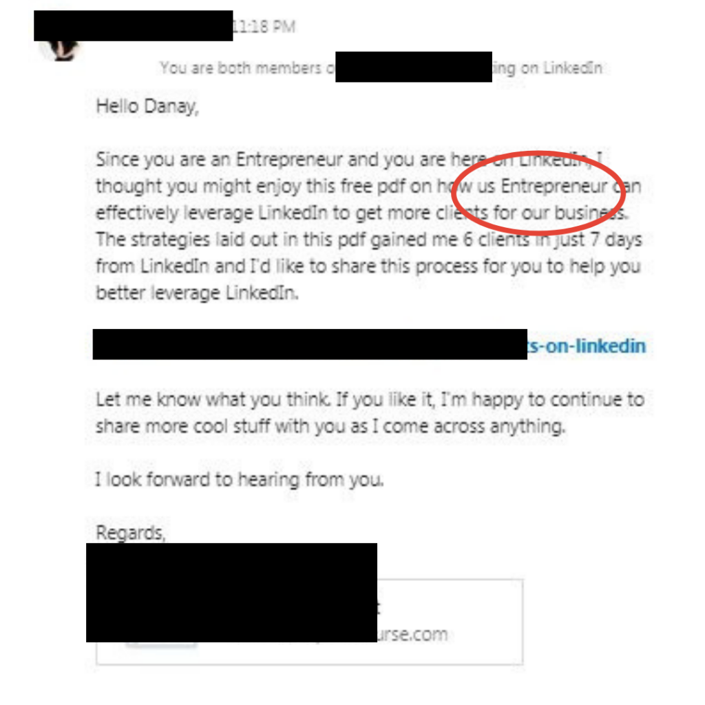 Social Outreach Linkedin - bad grammar